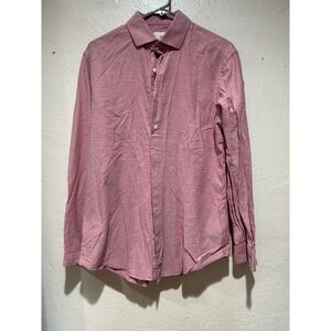 Ben Sherman Tailoring Mens 16.5 34-35 Slim Fit Pink Micro Diamond Button Shirt